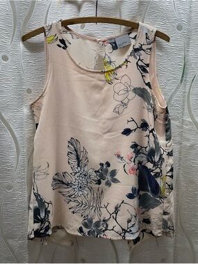 Vero Moda Floral Sleeveless Top Womens XS Pink Split Back VMMABLE SL TOP
